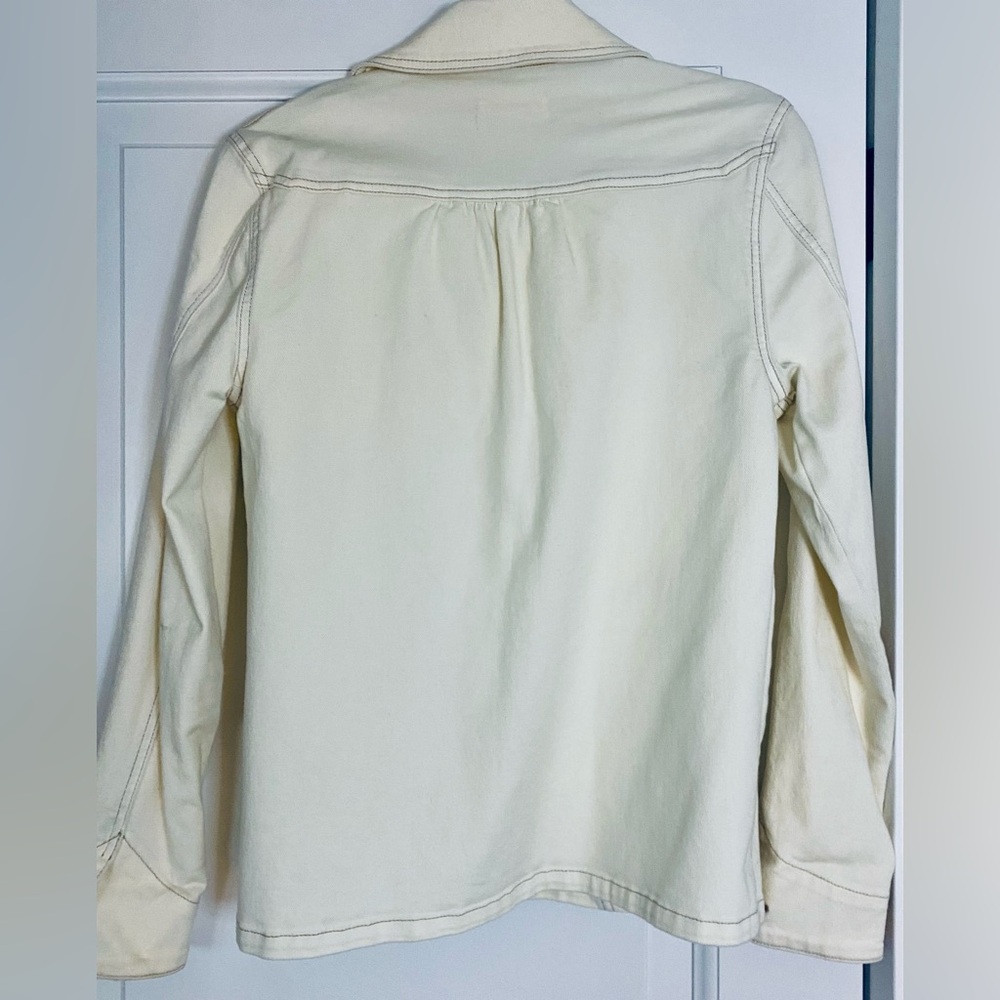 FRAME STRETCH DENIM CARPENTER JACKET IN OFF WHITE/IVORY - Picture 2 of 5